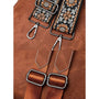 Sangles de sac en cuir marron avec broderie décorative et ferrures en métal