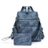 Sac à dos en cuir bleu vintage avec broderie et porte-monnaie détachable