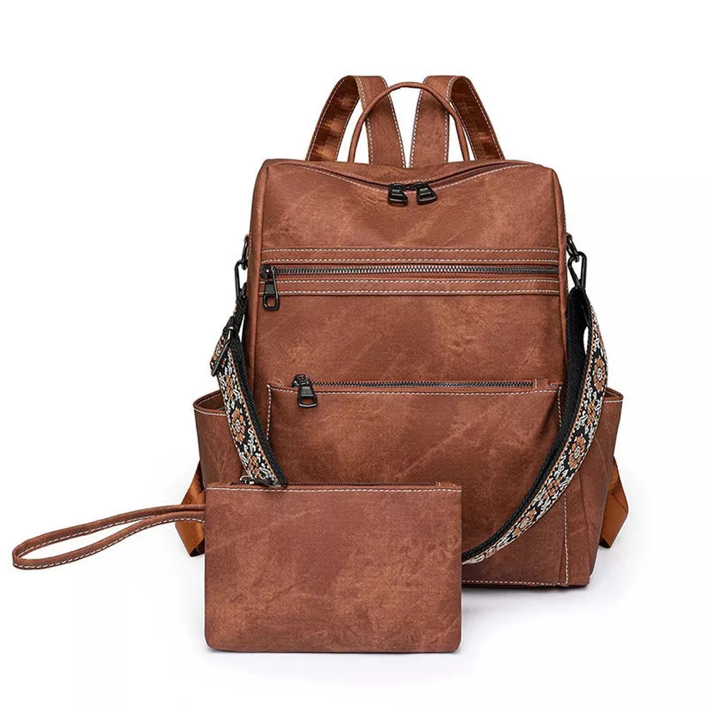 Grand sac à dos cuir vintage