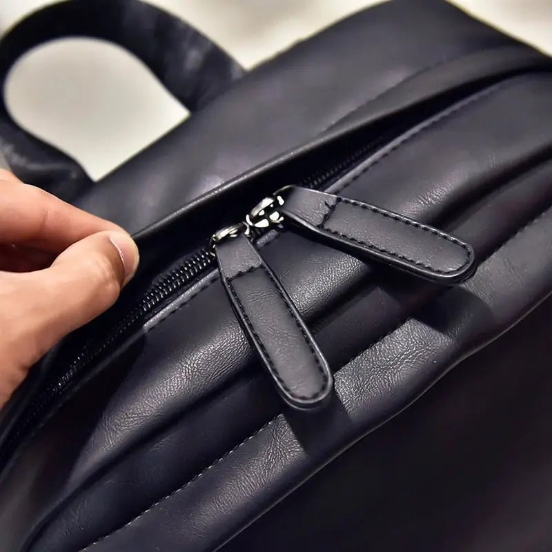 Sac à dos en cuir faux noir avec fermeture éclair pour le Grand sac à dos en cuir