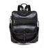 Sac à dos convertible en cuir faux noir avec poches zippées et fermeture à boucle
