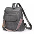 Sac à dos en similicuir gris pour femme avec poches multiples et bandoulière décorative