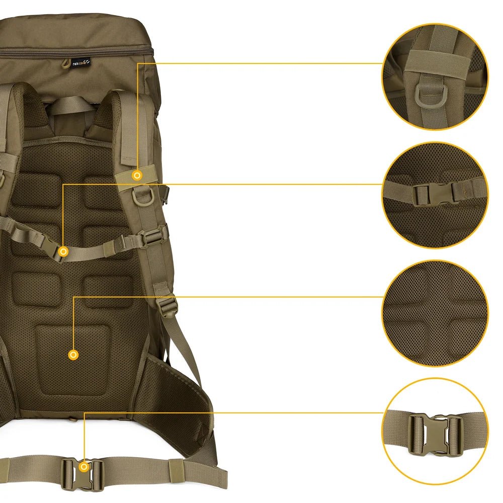 Sac à dos militaire olive drab 50L 600D avec bretelles ajustables et boucles