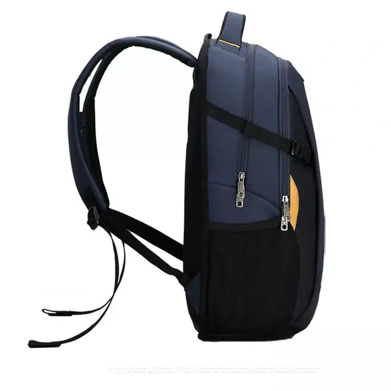 Sac à dos pour le collège en bleu marine et noir avec plusieurs compartiments zippés