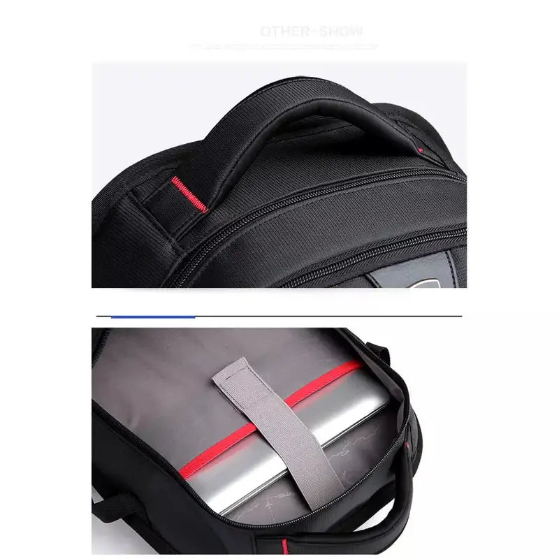 Sac à dos noir pour le collège avec poignée rembourrée et compartiment pour ordinateur portable