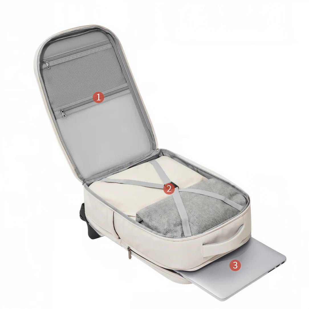 Valise ouverte avec compartiments internes et poche externe pour ordinateur portable 17 pouces