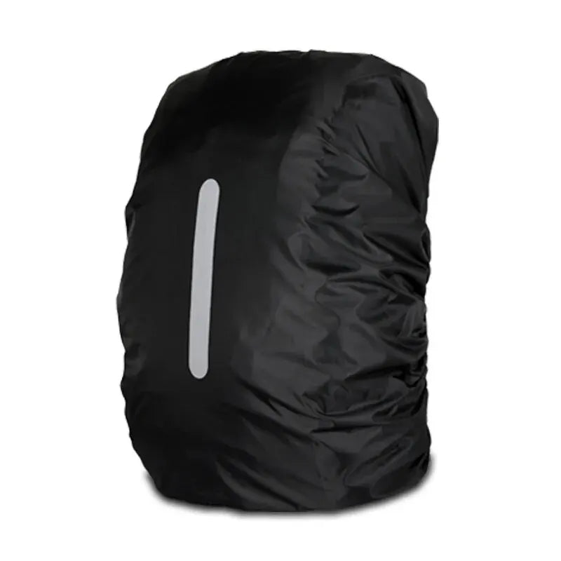 Housse universelle de sac à dos anti-pluie noire avec bande réfléchissante verticale