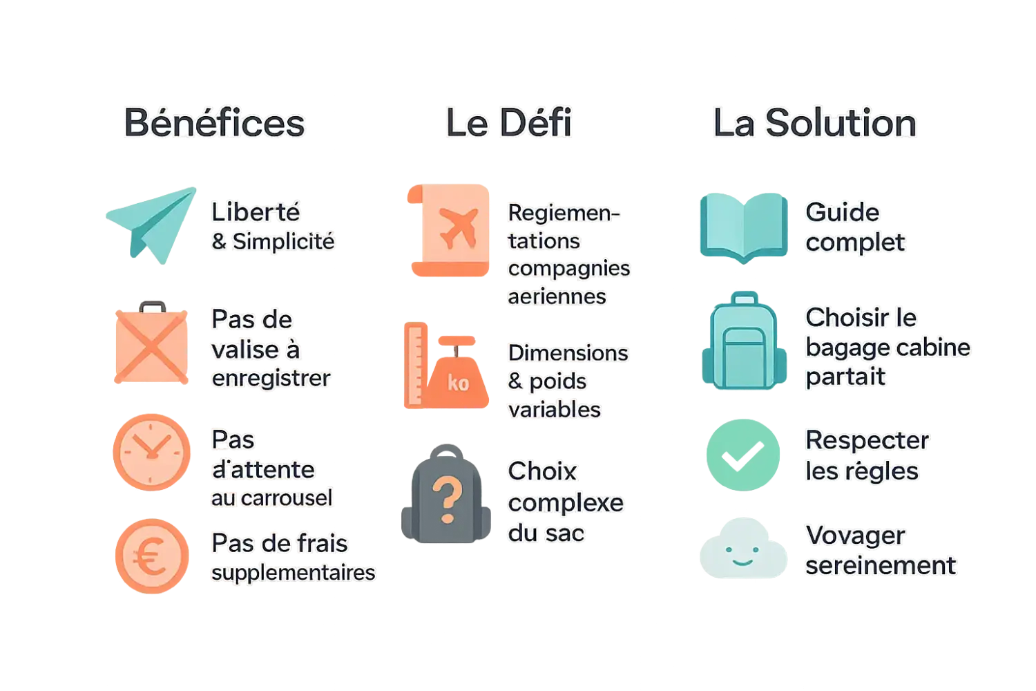 Illustration d'un voyageur avec un sac à dos dans un avion