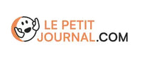 Logo fantôme orange sur fond blanc avec texte noir 'le petit journal.com'