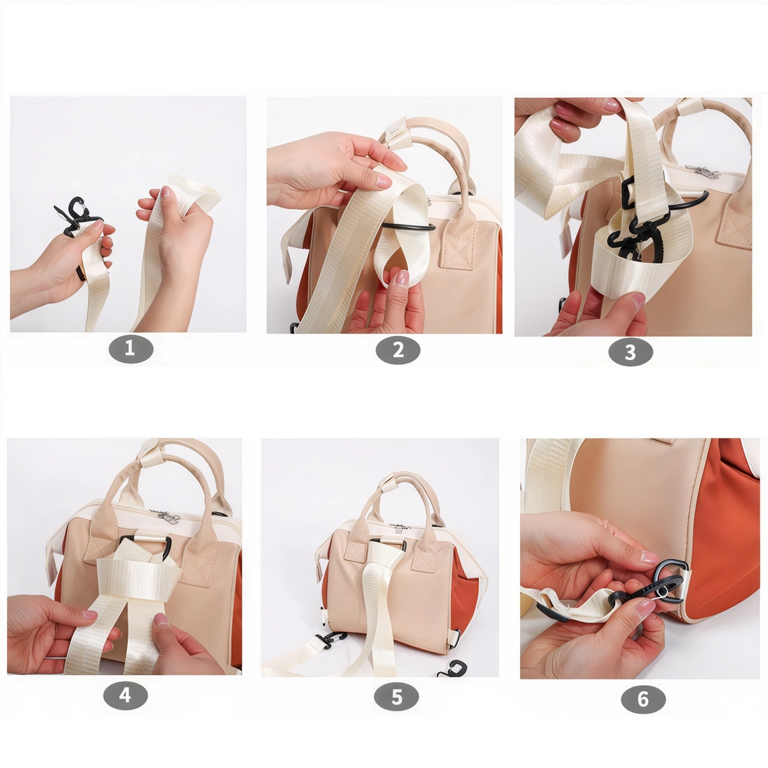 Mini sac à dos Plume Claire en beige et blanc avec ruban satin et argent