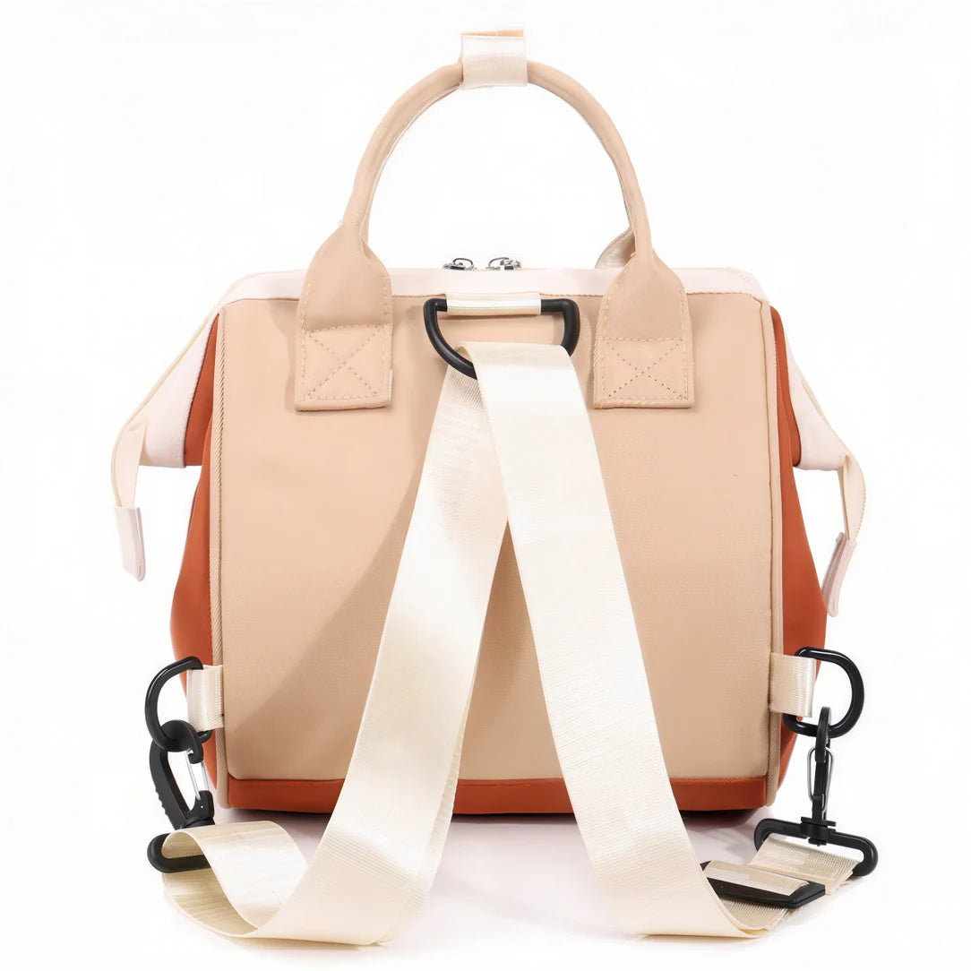 Sac à dos mini Plume Claire beige et orange avec sangles ajustables