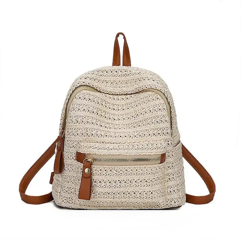 Petit sac à dos femme de plage en paille