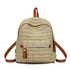 Sac à dos femme de plage en paille avec bretelles en cuir marron et zips