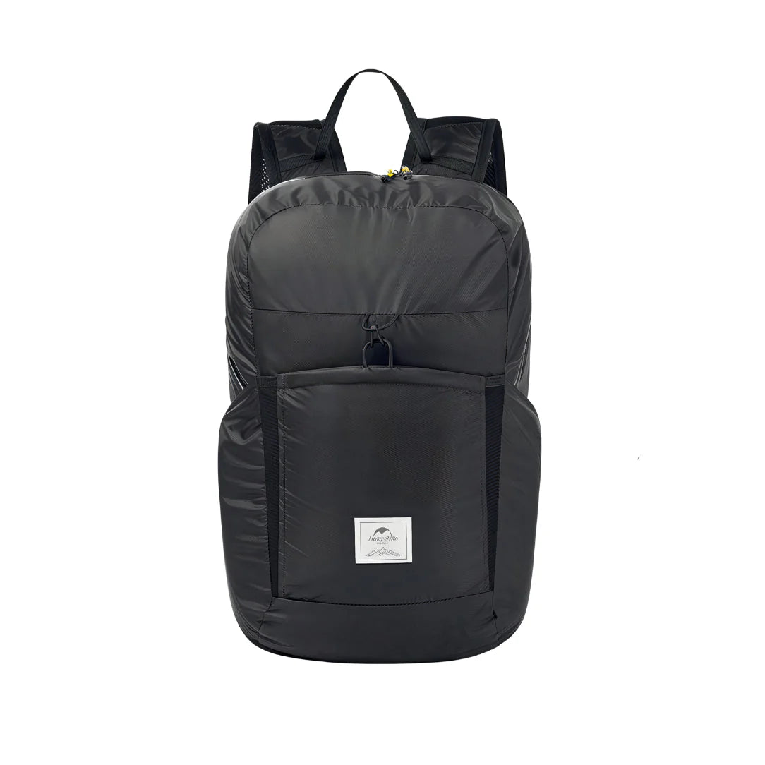 Sac à dos pliable noir imperméable, design minimaliste et élégant