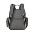 Sac à dos à langer gris en tissu avec bretelles ajustables et poche zippée arrière