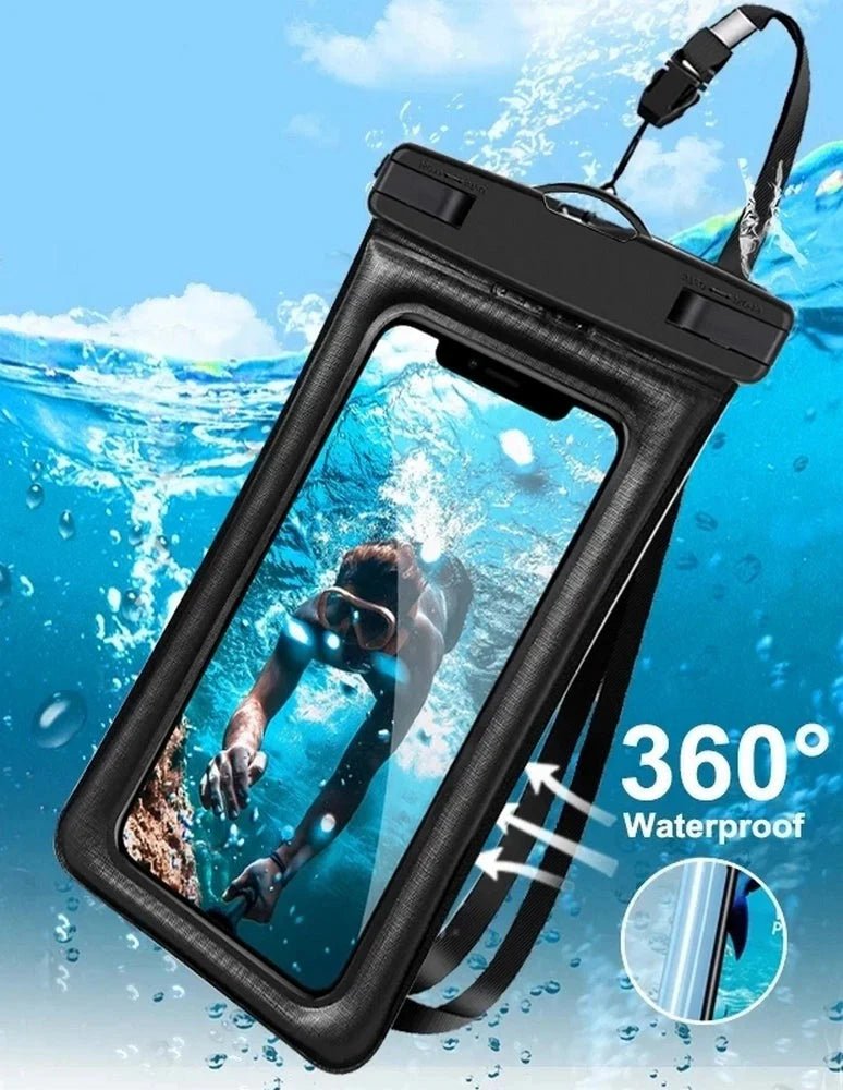 Pochette 100 % waterproof pour téléphone avec fenêtre transparente et lanière