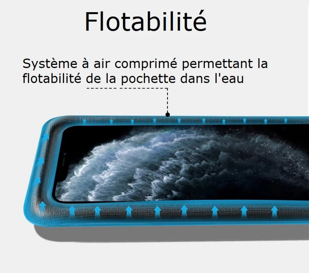 Étui étanche pour téléphone avec flottabilité intégrée - Pochette 100 % waterproof de téléphone
