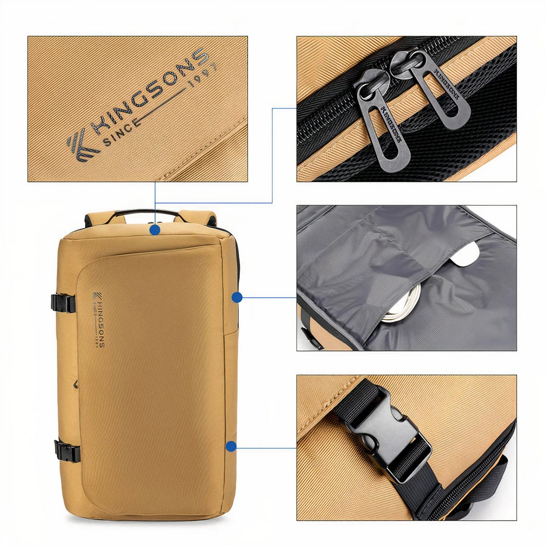 Sac à dos Kingsons beige 17 pouces cab/voyage avec accents noirs