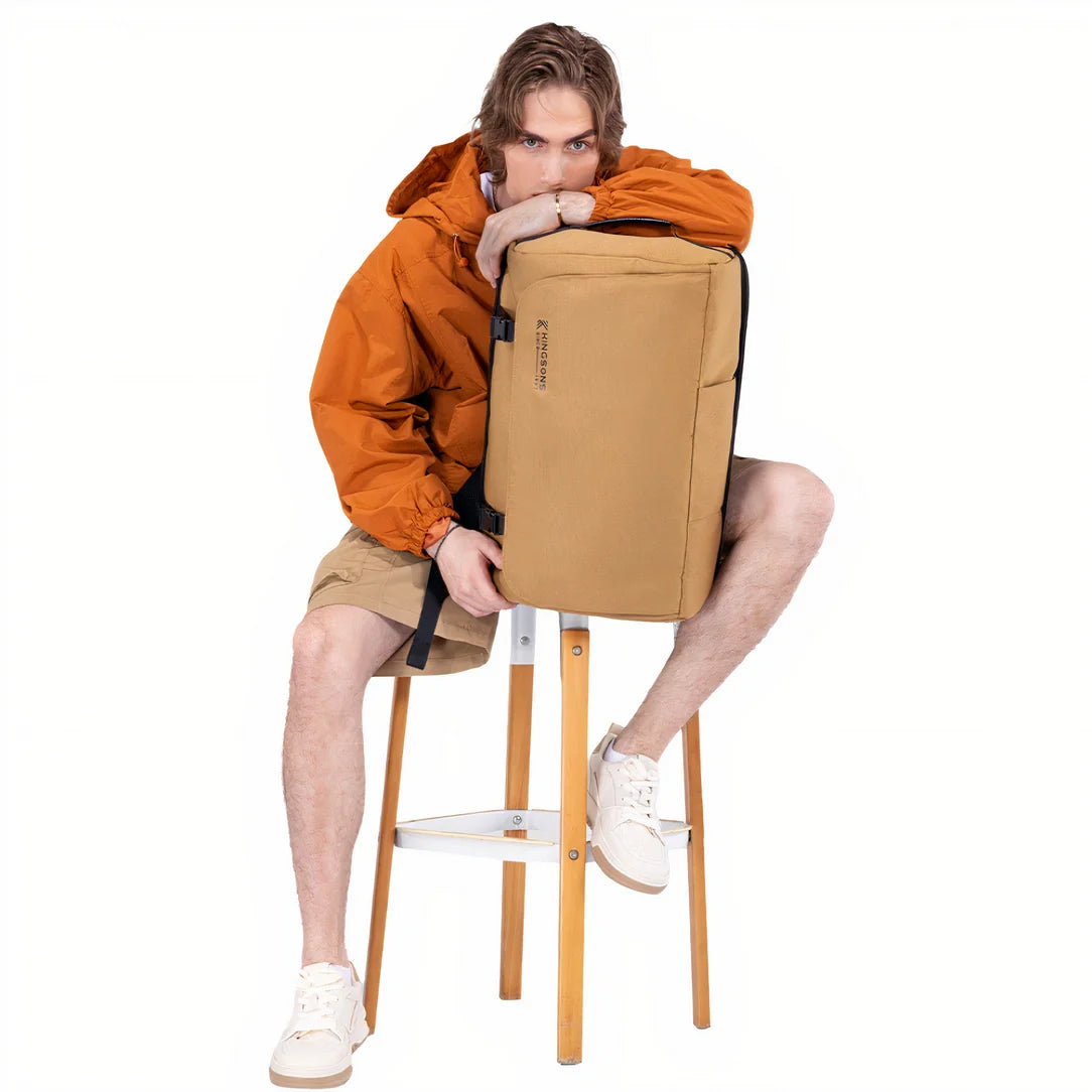 Sac 17 pouces cab/voyage en marron avec sangles noires et accents argentés