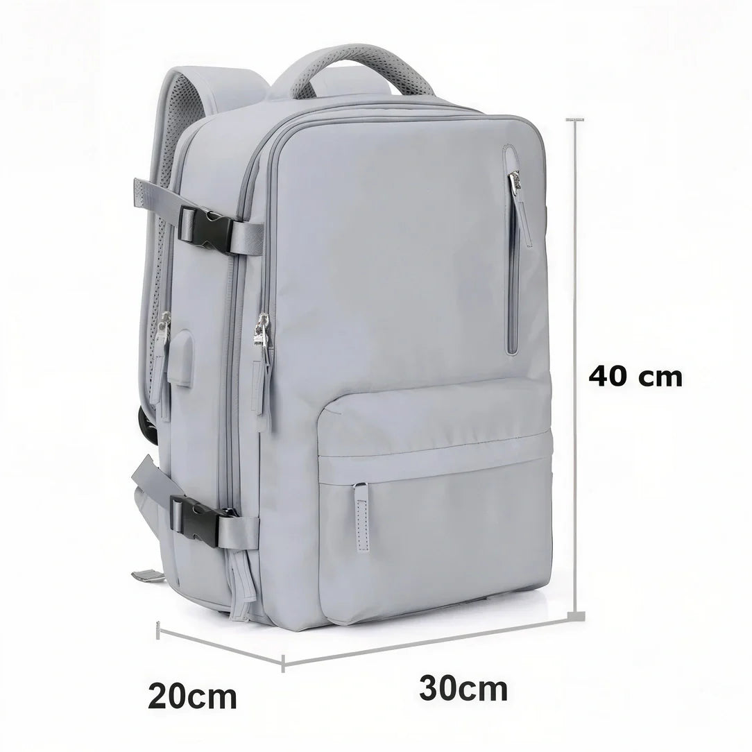 Sac 40x20x30 gris à multiples compartiments et fermetures éclair