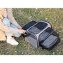 Sac à bandoulière extensible pour chat et chien avec porte-transport gris et côtés en mesh extensible