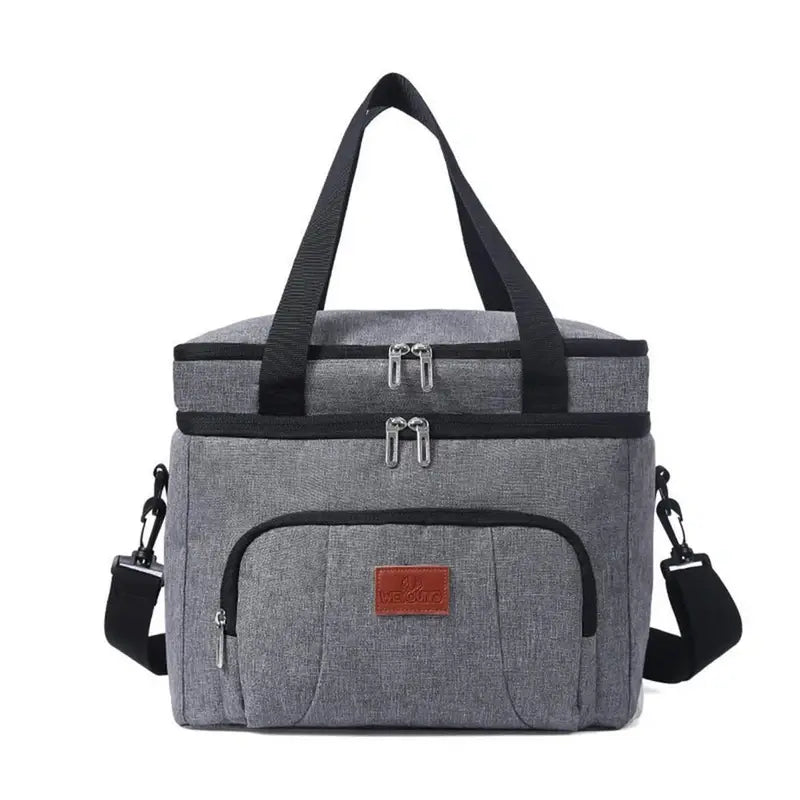 Sac à dos isotherme bandoulière avec double couche grise, bandoulière et poignées