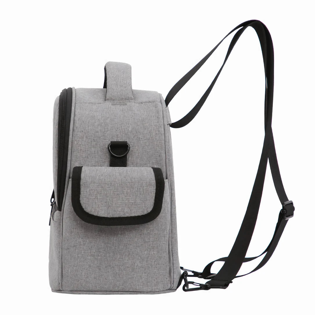 Sac à bandoulière isotherme 5L gris clair avec poches, poignée et D-ring