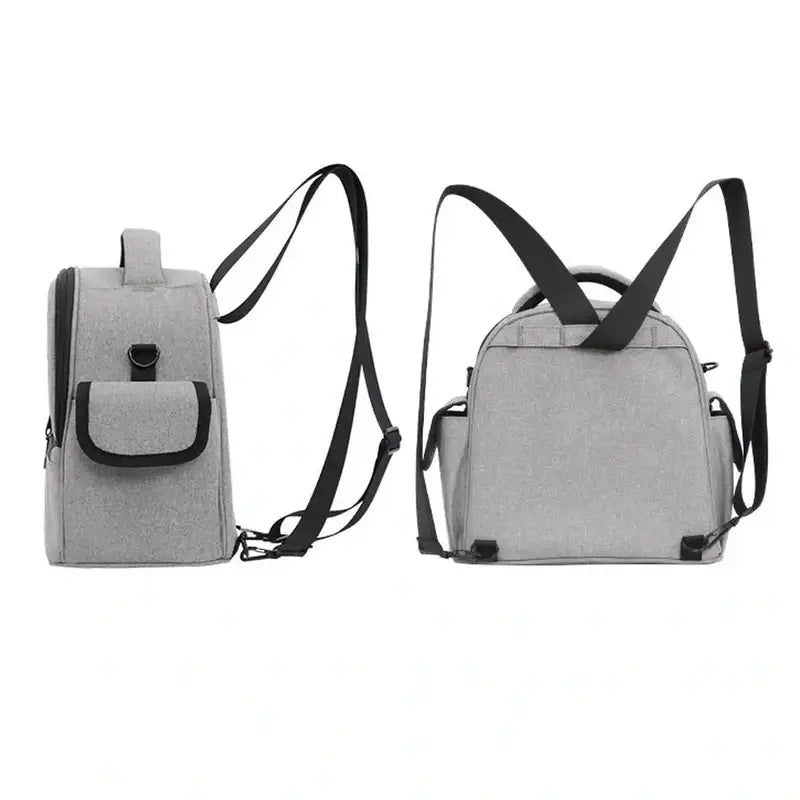 Sac à dos isotherme 10 litres gris clair convertible avec poches et bretelles noires
