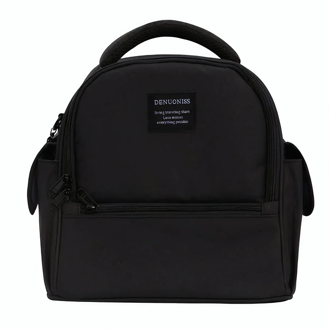 Sac à bandoulière isotherme 5L avec sac de déjeuner noir isolé et poches zippées