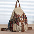 Sac à bandoulière vintage en toile bohème chic avec un design de hibou brodé