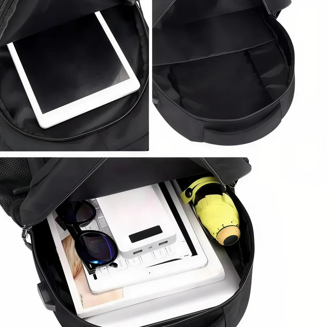 Sac à dos 2 compartiments collège noir pour appareils électroniques et essentiels