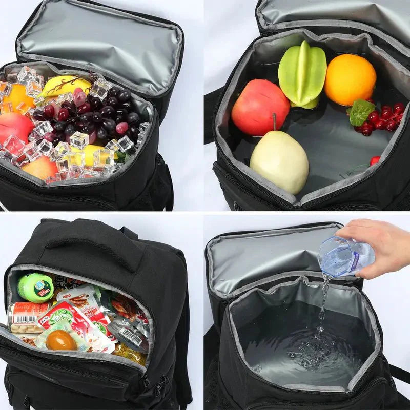 Sac à dos avec compartiment isotherme noir isolé pour boissons et aliments
