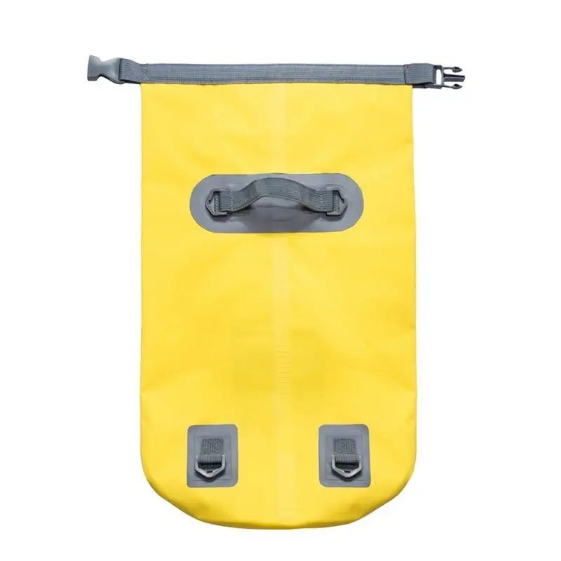 Sac à dos étanche jaune 20L ou 30L avec fermeture roulée, poignée et points d’attache