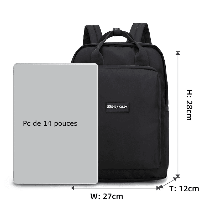 Sac à dos 20l femme noir avec compartiment dédié pour ordinateur portable