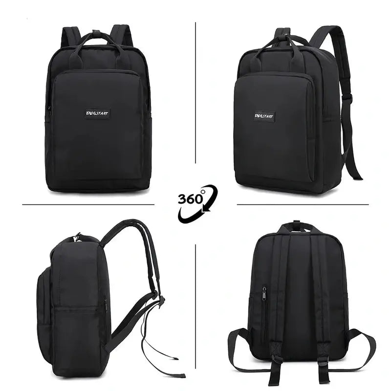 Sac à dos 20l femme noir avec plusieurs vues et bretelles rembourrées