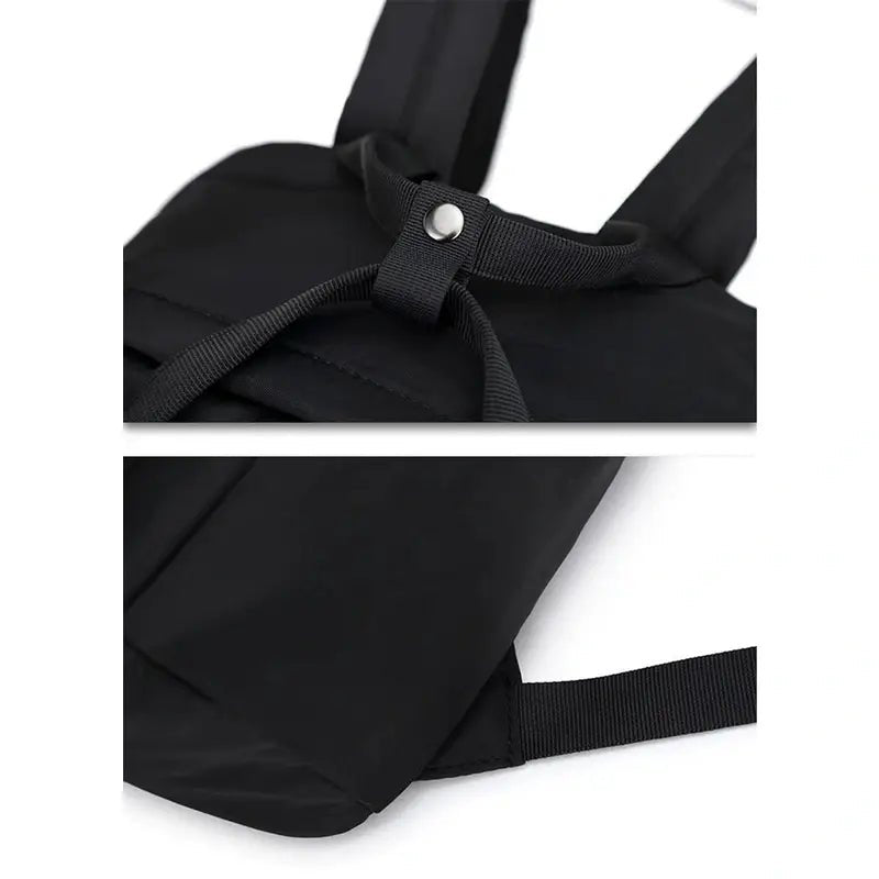 Détails du sac à dos 20l femme en nylon noir avec fermeture à pression