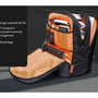 Sac à dos 3 compartiments noir avec poches et compartiments orange-linéés