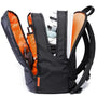 Sac à dos 3 compartiments ouvert noir et navy avec doublure orange et plusieurs poches