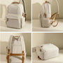 Sac à dos Amber en cuir blanc avec accents marron et bretelles ajustables