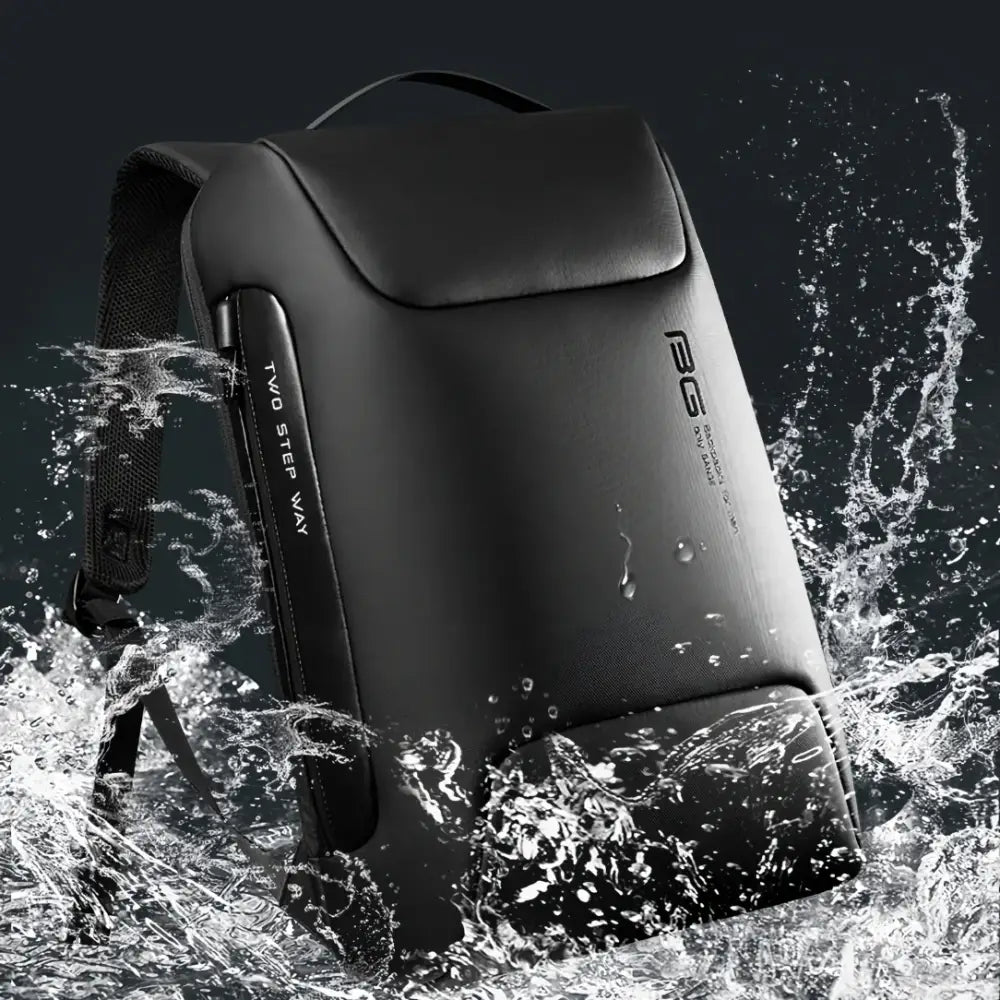 Sac à dos anti pickpocket noir résistant à l’eau avec branding TWO STEP WAY et IBG