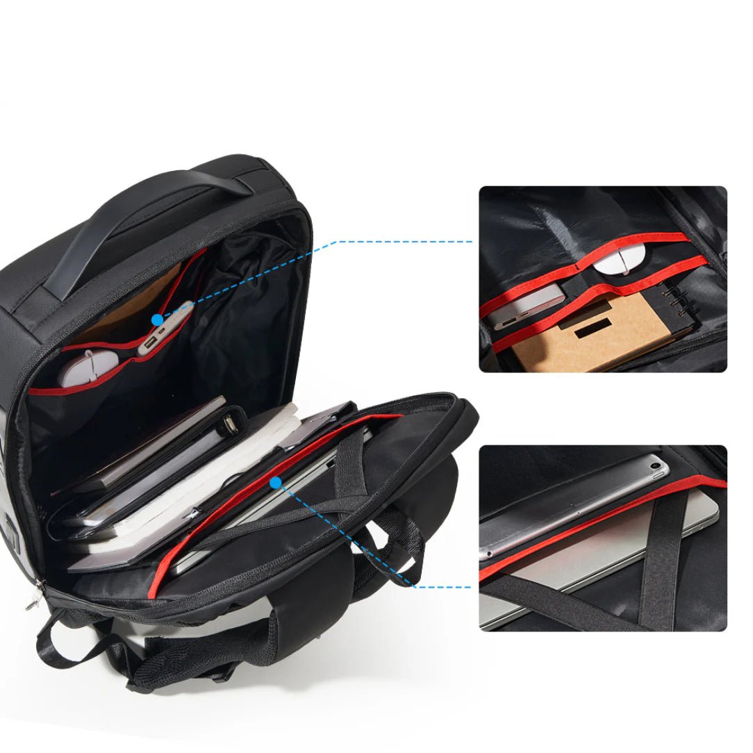 Sac à dos antivol Pack your world II noir avec plusieurs compartiments pour appareils électroniques