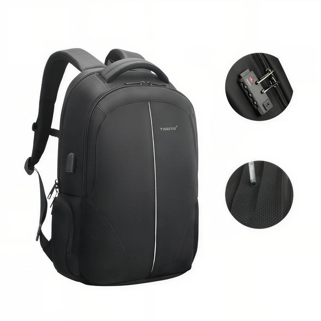 Sac à dos antivol Tigernu noir pour PC 15.6 pouces avec port USB et serrure intégrée
