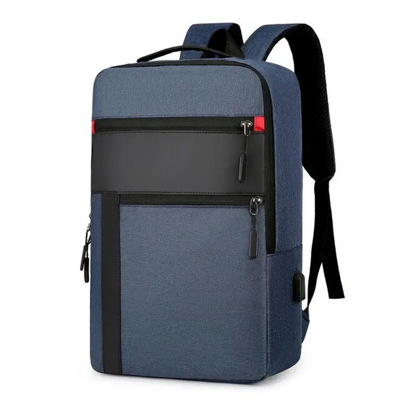 Sac à dos avec poche ordinateur moderne bleu et noir avec compartiments zippés et port USB