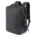 Sac à dos bagage cabine noir élégant avec multiples compartiments zippés et bretelles ajustables