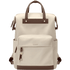 Sac à dos beige pour femme en cuir crème et marron avec poignée et poche avant