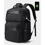 Sac à dos bureau homme noir avec plusieurs compartiments et port de recharge USB externe