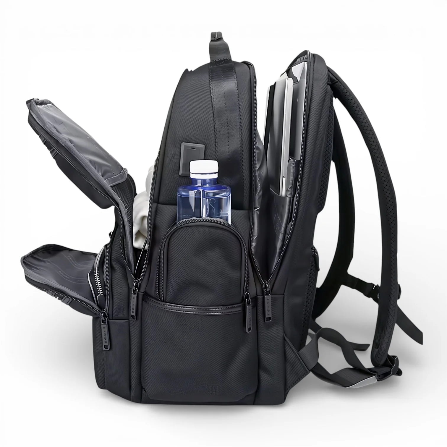 Sac à dos bureau homme Xpac noir nylon avec gourde latérale