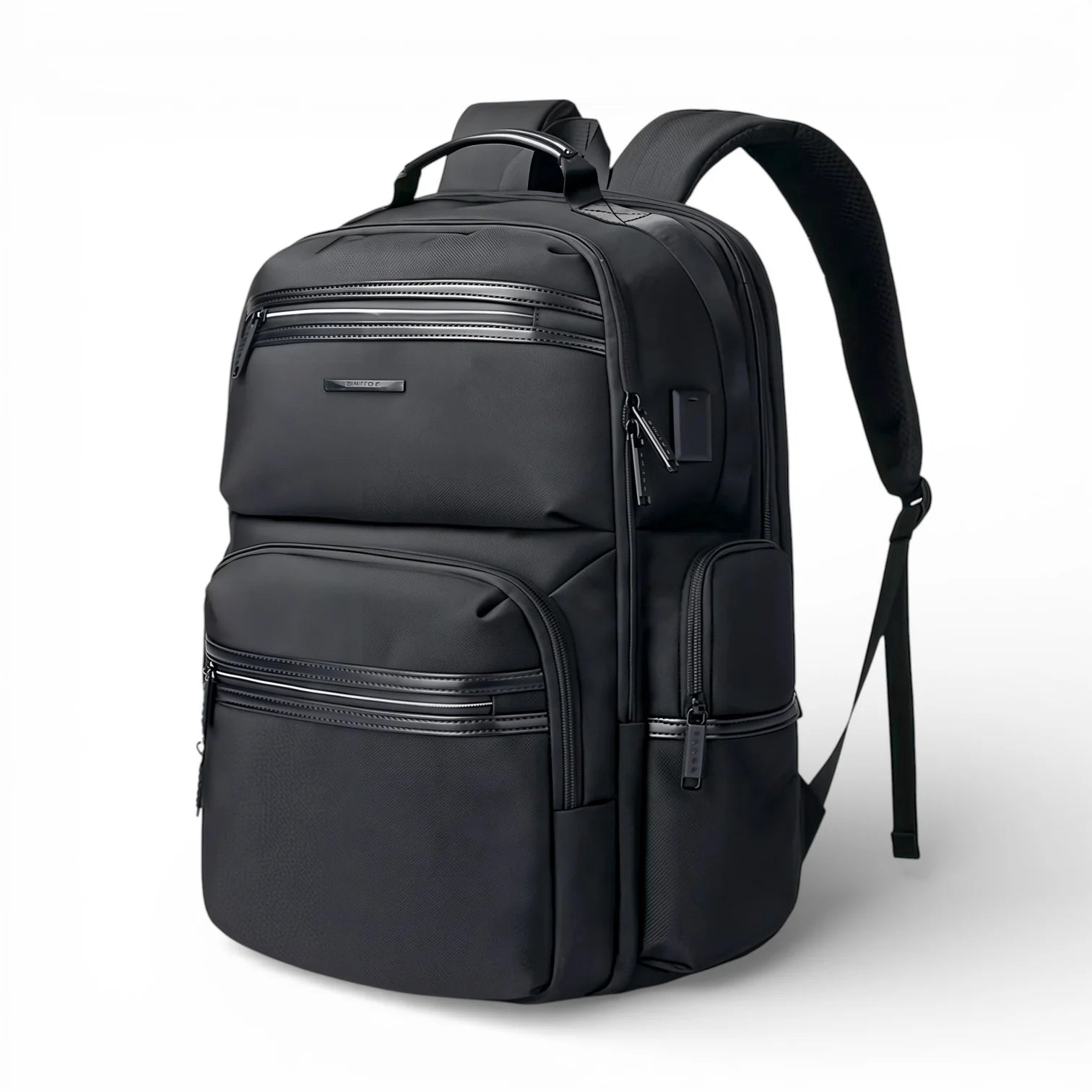 Sac à dos bureau homme Xpac en nylon noir, design moderne à compartiments fermés par zip