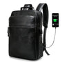 Sac à dos business homme cuir en cuir noir avec port de chargement USB externe