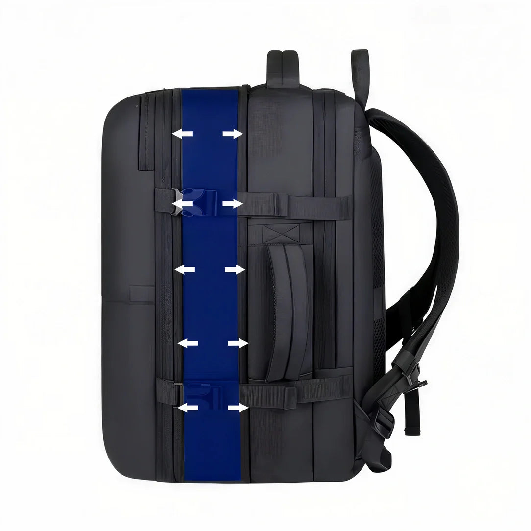 Sac à dos cabine antivol TSA noir avec accents bleus